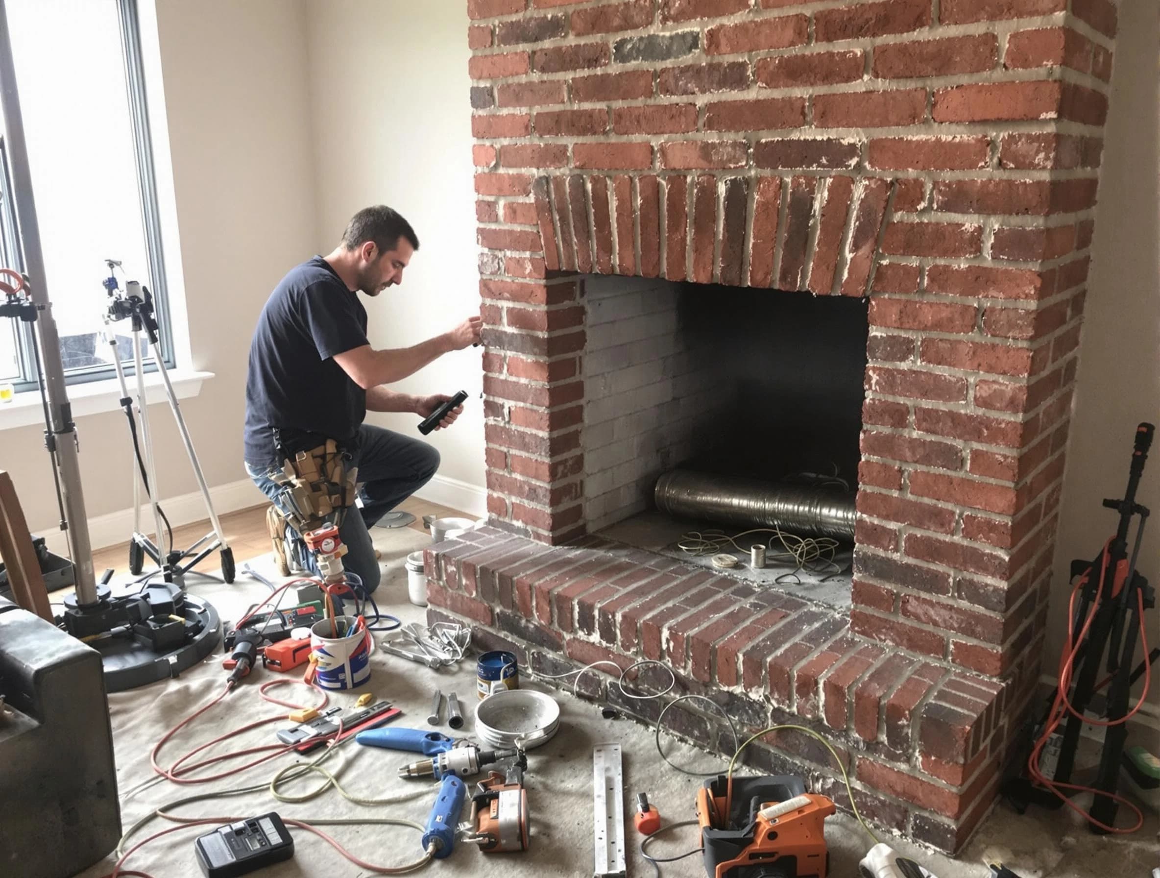 Bayonne Chimney Sweep specialist finalizing chimney liner service in Bayonne, NJ