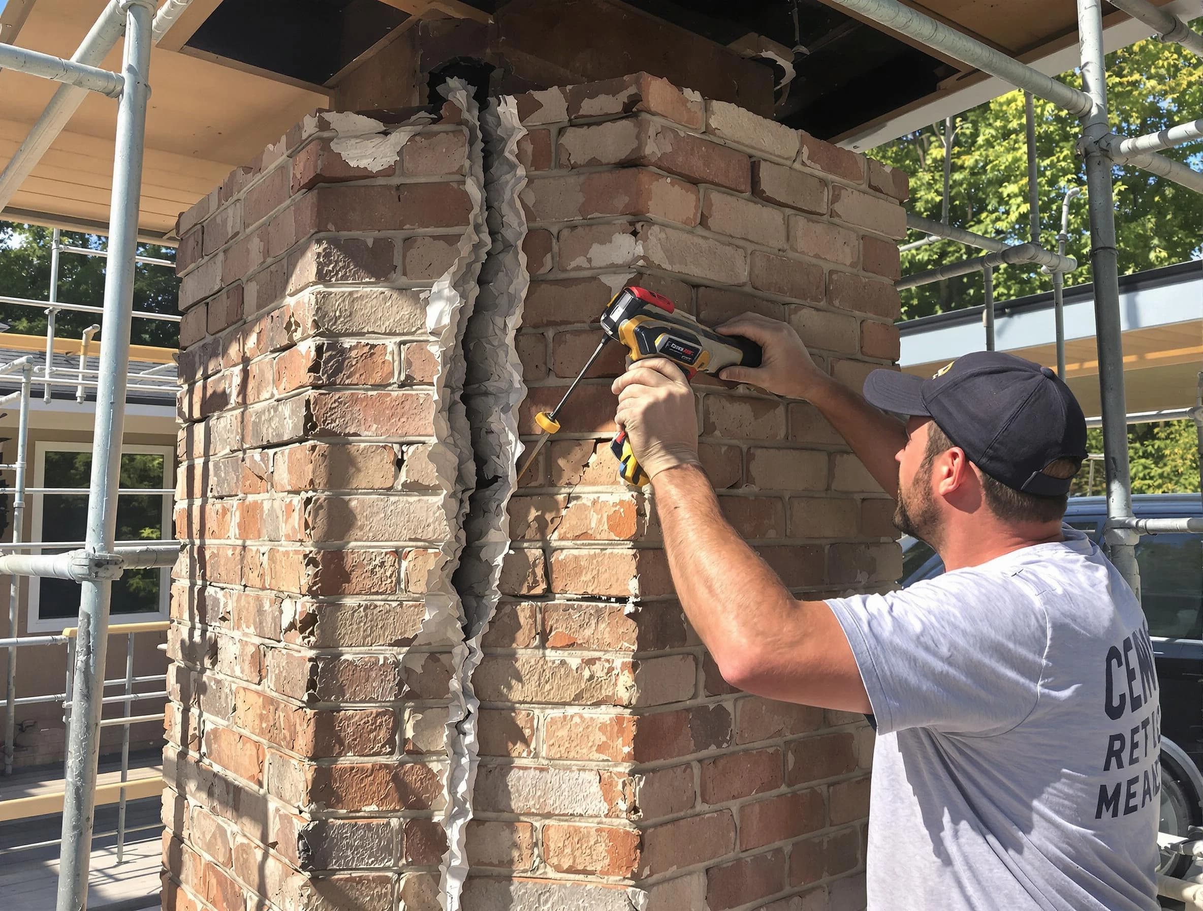 Bayonne Chimney Sweep technician performing chimney repair in Bayonne, NJ