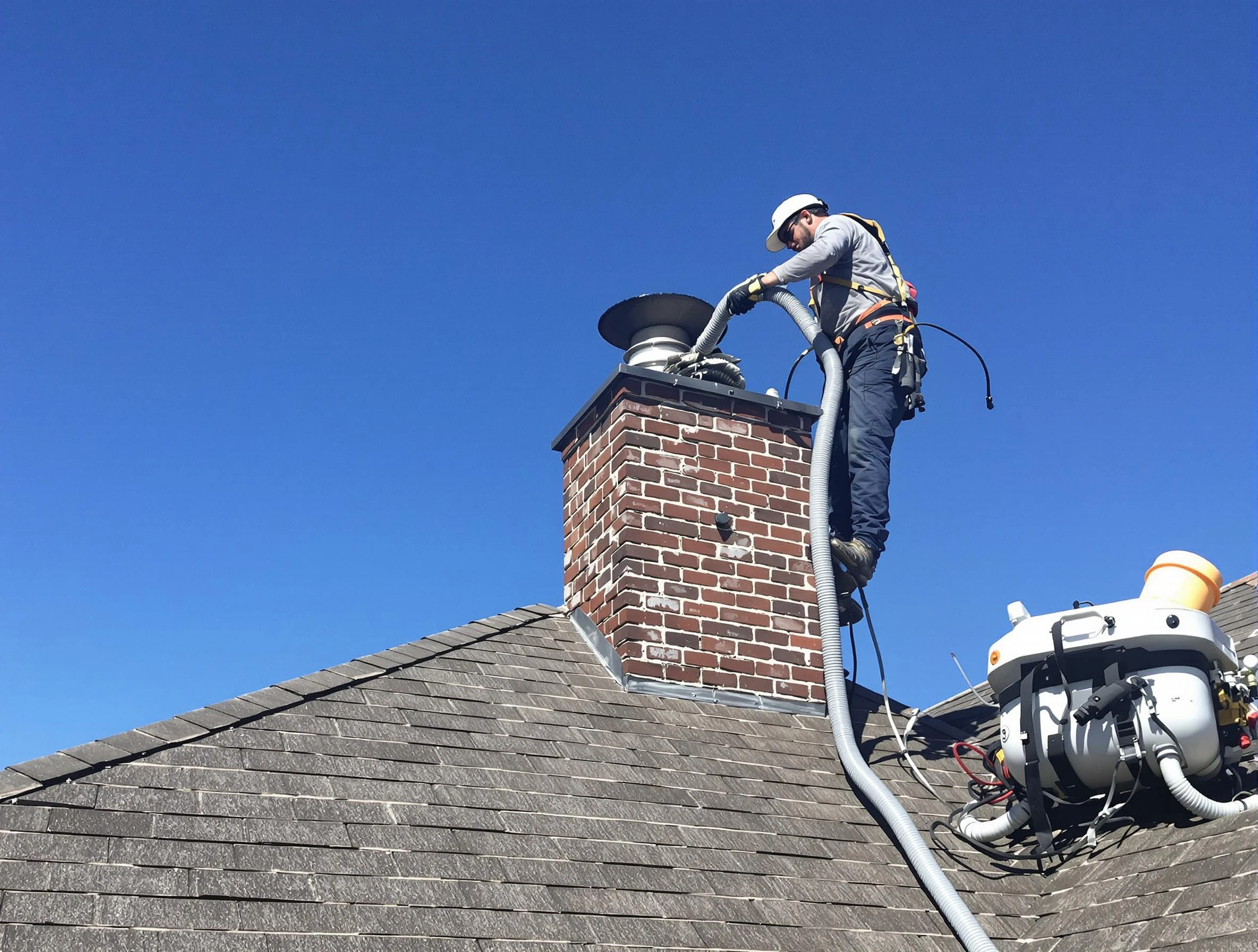 Dedicated Bayonne Chimney Sweep team member cleaning a chimney in Bayonne, NJ