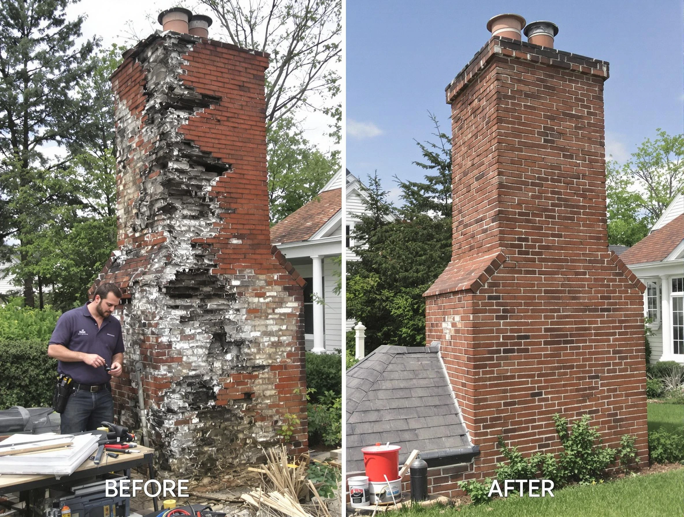 Bayonne Chimney Sweep performing a full chimney restoration in Bayonne, NJ