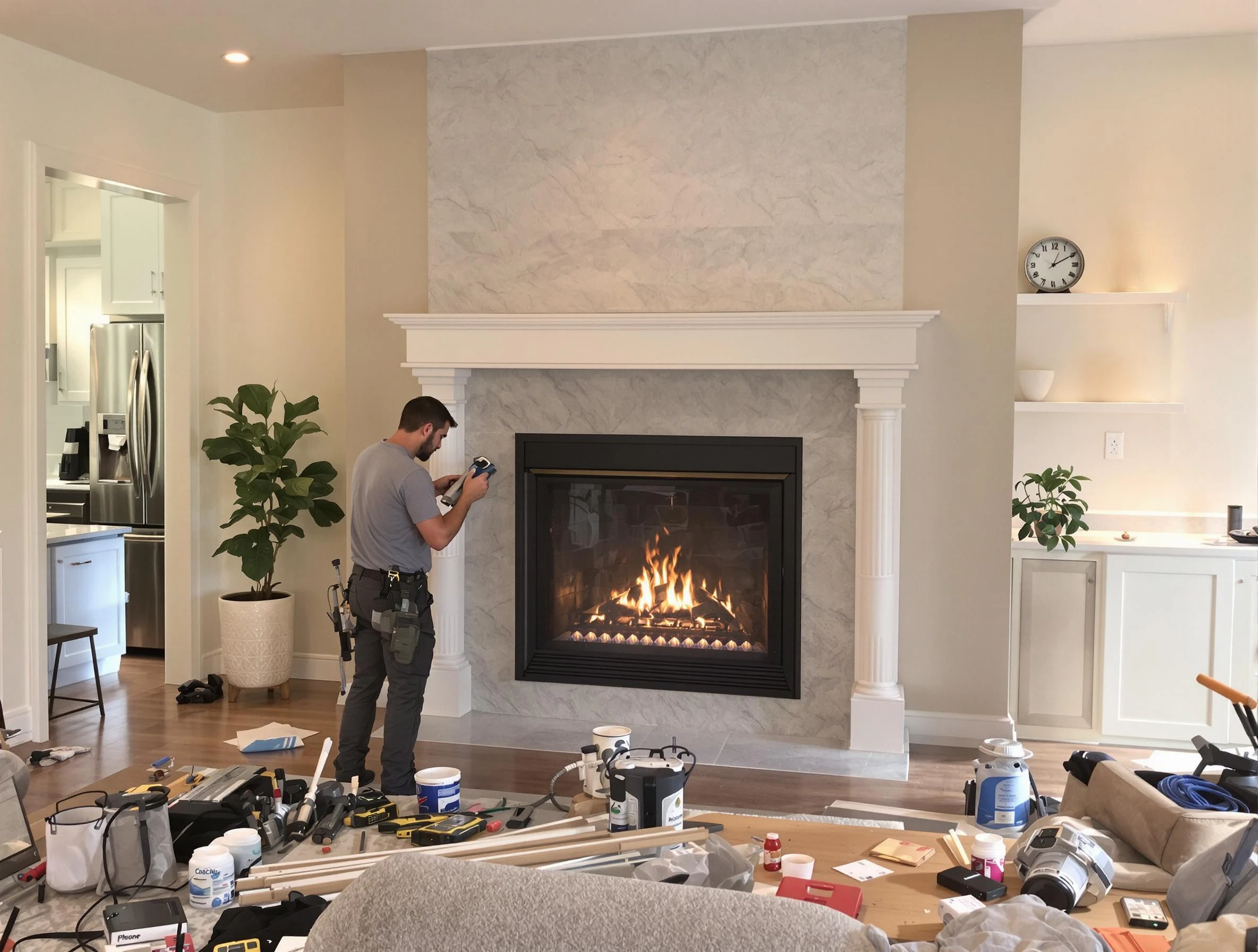 Newly installed fireplace by Bayonne Chimney Sweep in Bayonne, NJ